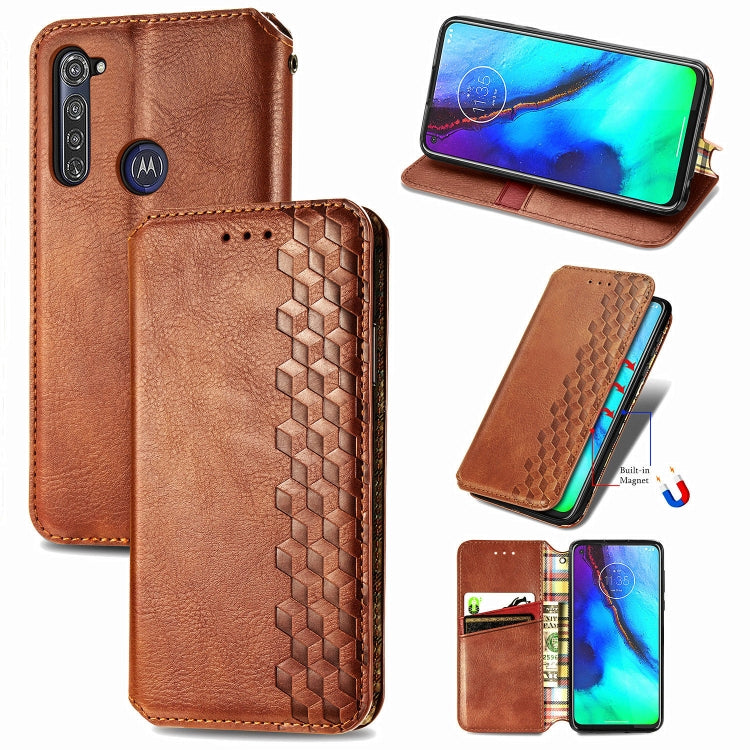 For Motorola Moto G Pro Cubic Grid Pressed Horizontal Flip Magnetic PU Leather Case with Holder & Card Slots & Wallet