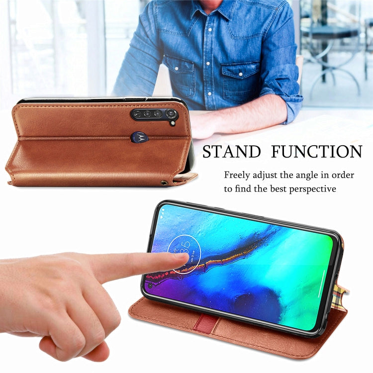 For Motorola Moto G Pro Cubic Grid Pressed Horizontal Flip Magnetic PU Leather Case with Holder & Card Slots & Wallet
