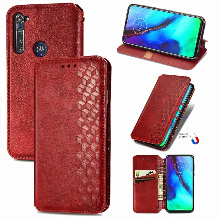 For Motorola Moto G Pro Cubic Grid Pressed Horizontal Flip Magnetic PU Leather Case with Holder & Card Slots & Wallet