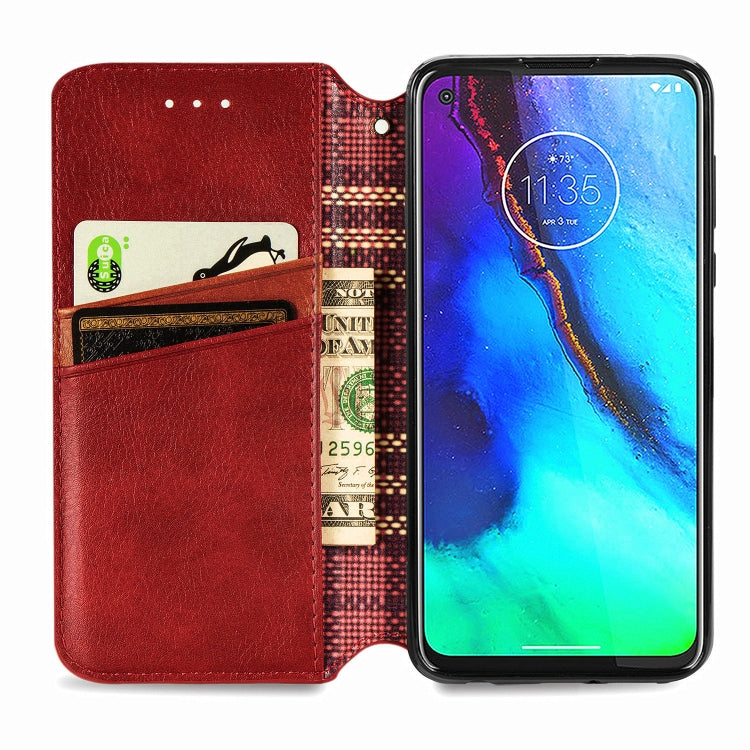 For Motorola Moto G Pro Cubic Grid Pressed Horizontal Flip Magnetic PU Leather Case with Holder & Card Slots & Wallet