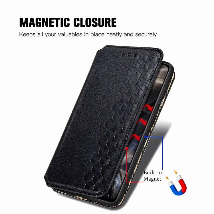 For One Plus Nord Cubic Grid Pressed Horizontal Flip Magnetic PU Leather Case with Holder & Card Slots & Wallet