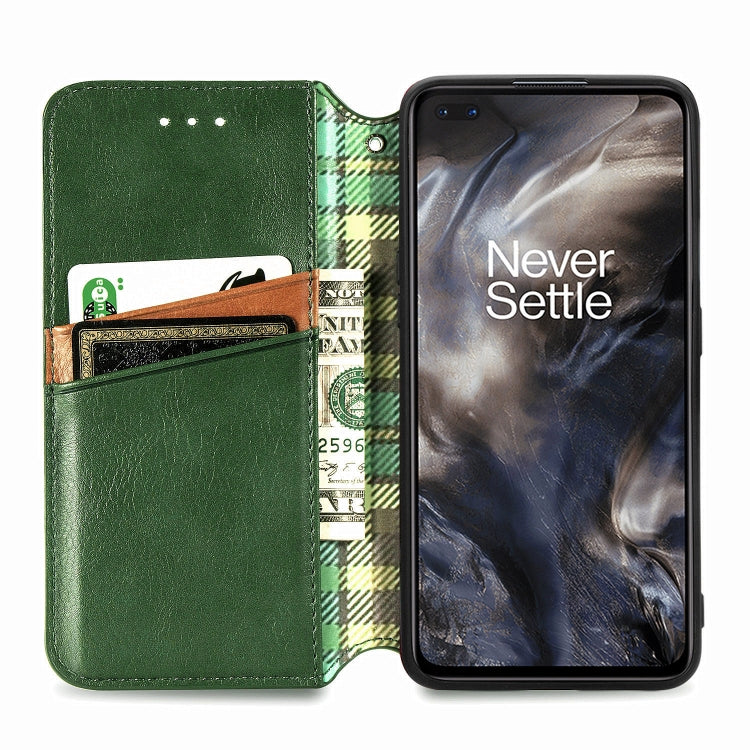 For One Plus Nord Cubic Grid Pressed Horizontal Flip Magnetic PU Leather Case with Holder & Card Slots & Wallet