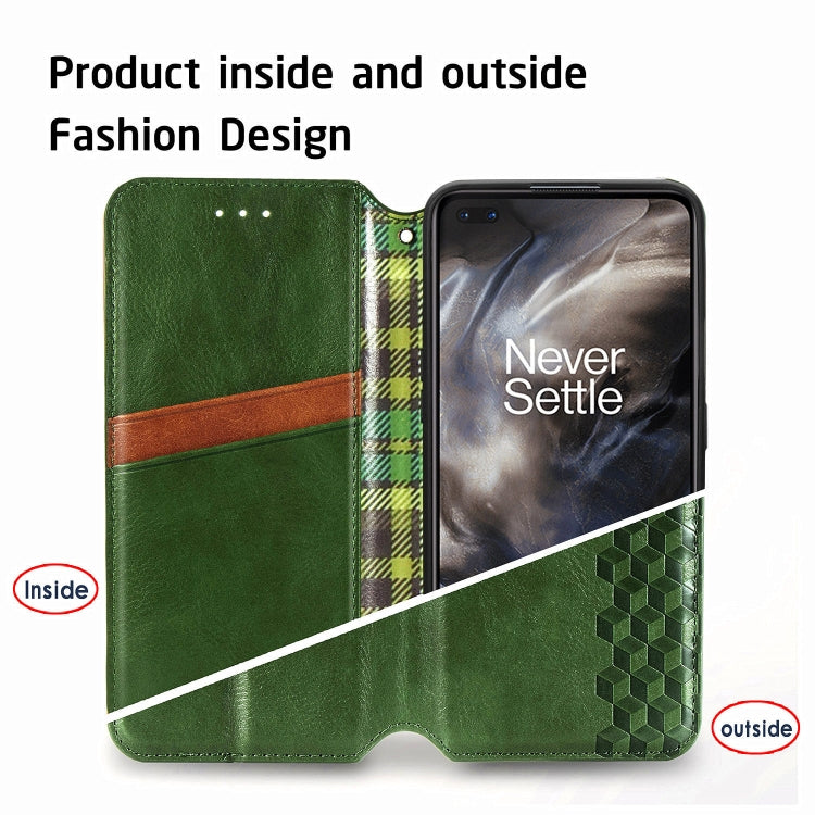 For One Plus Nord Cubic Grid Pressed Horizontal Flip Magnetic PU Leather Case with Holder & Card Slots & Wallet