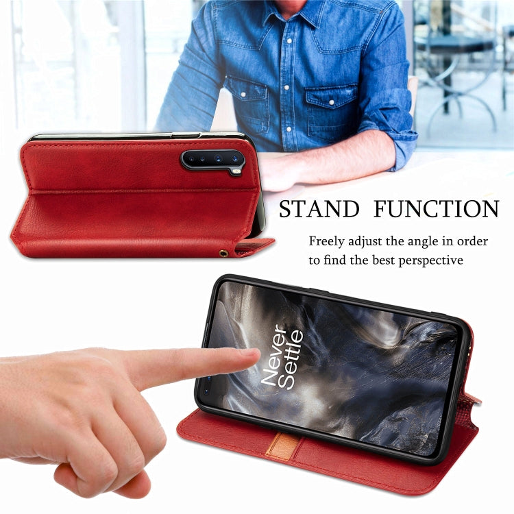 For One Plus Nord Cubic Grid Pressed Horizontal Flip Magnetic PU Leather Case with Holder & Card Slots & Wallet