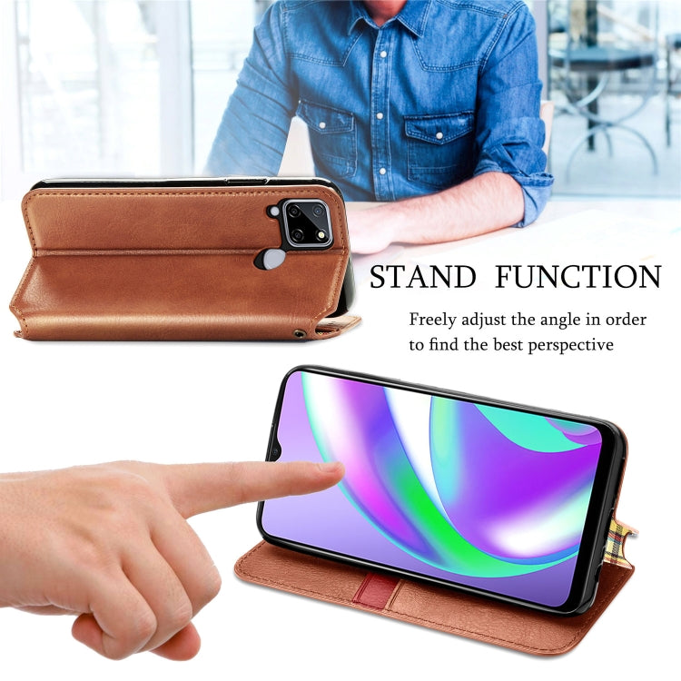 For OPPO Realme C12 Cubic Grid Pressed Horizontal Flip Magnetic PU Leather Case with Holder & Card Slots & Wallet
