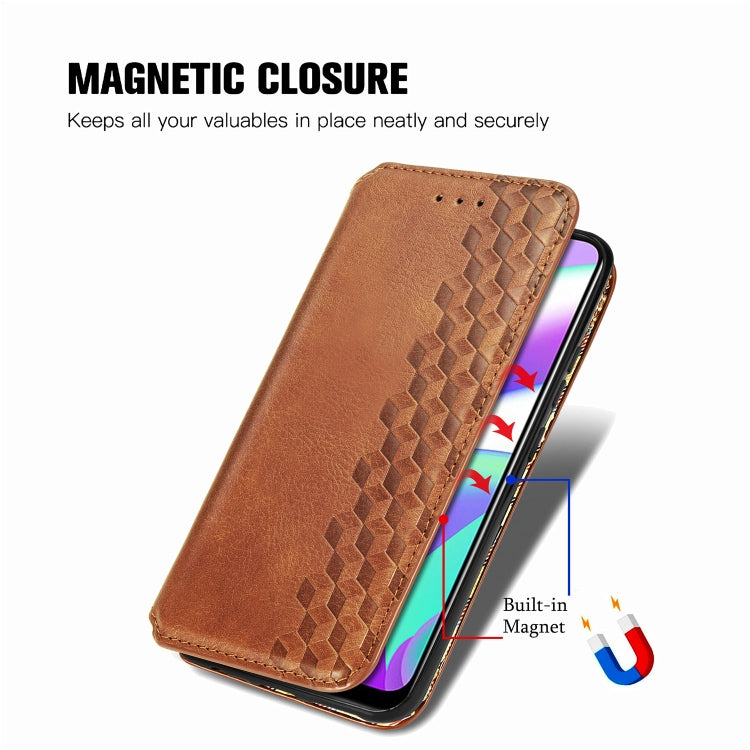 For OPPO Realme C12 Cubic Grid Pressed Horizontal Flip Magnetic PU Leather Case with Holder & Card Slots & Wallet