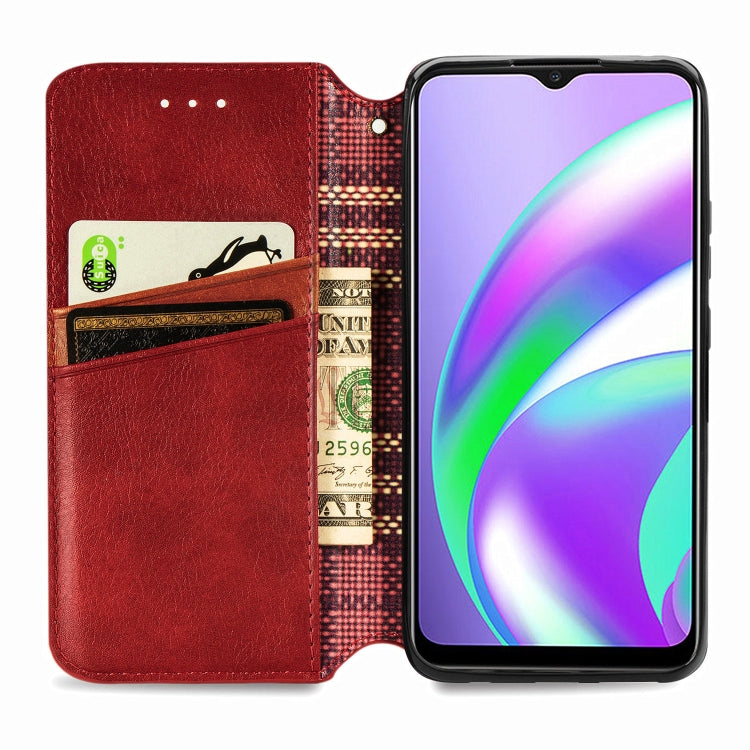 For OPPO Realme C12 Cubic Grid Pressed Horizontal Flip Magnetic PU Leather Case with Holder & Card Slots & Wallet