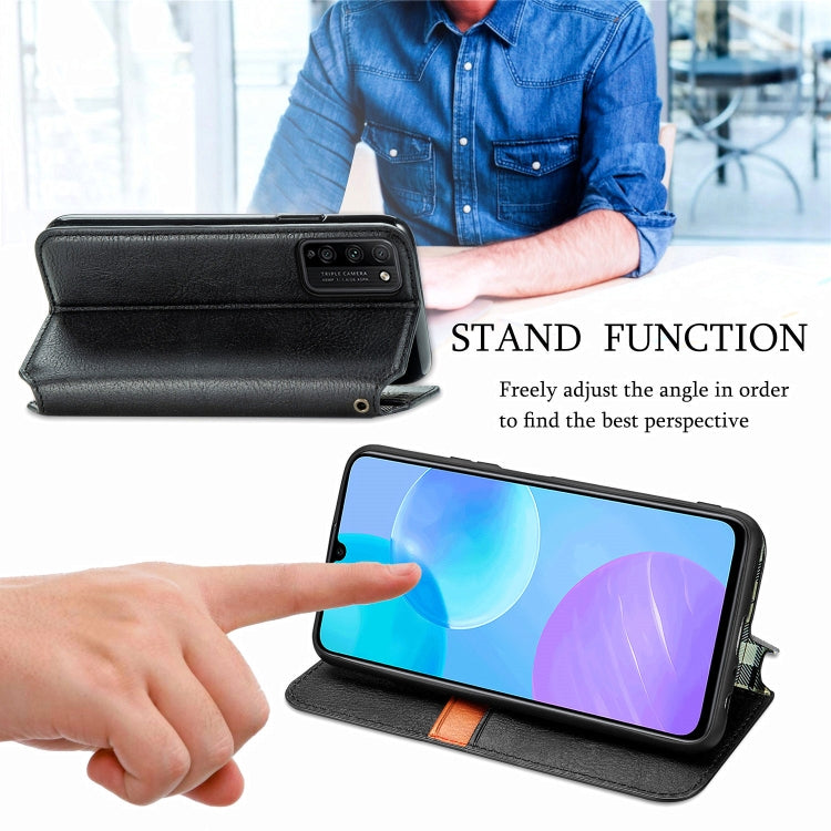 For Huawei Honor 30 Lite Cubic Grid Pressed Horizontal Flip Magnetic PU Leather Case with Holder & Card Slots & Wallet