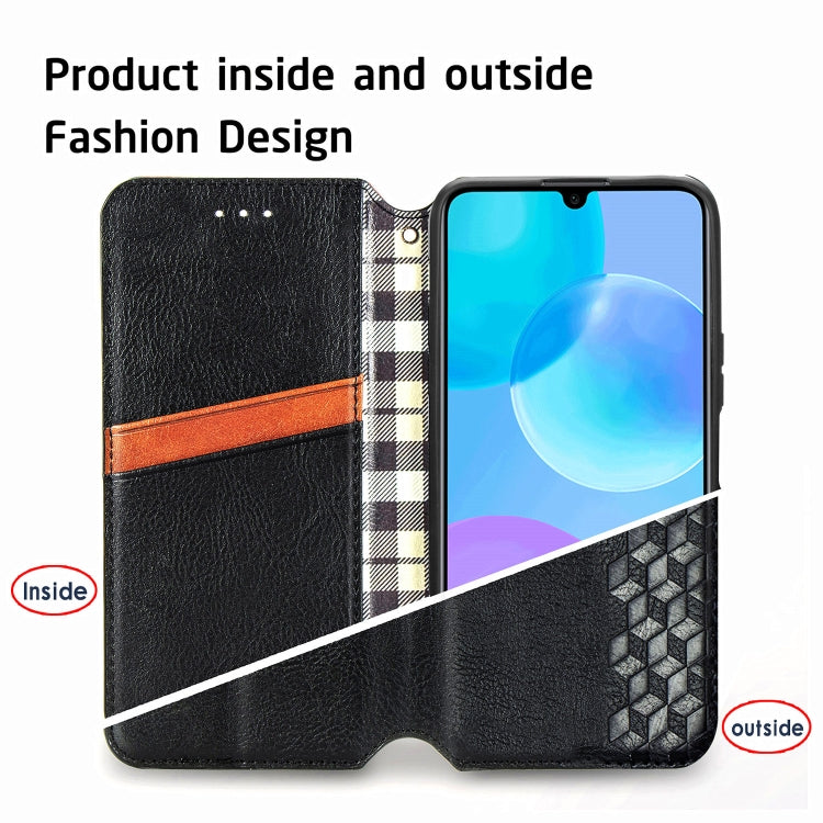 For Huawei Honor 30 Lite Cubic Grid Pressed Horizontal Flip Magnetic PU Leather Case with Holder & Card Slots & Wallet