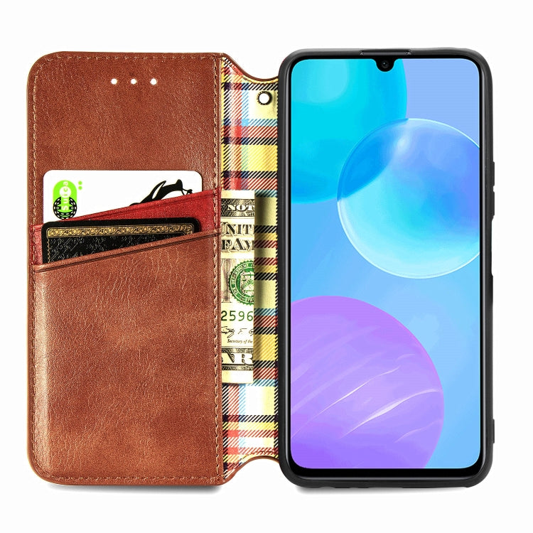 For Huawei Honor 30 Lite Cubic Grid Pressed Horizontal Flip Magnetic PU Leather Case with Holder & Card Slots & Wallet