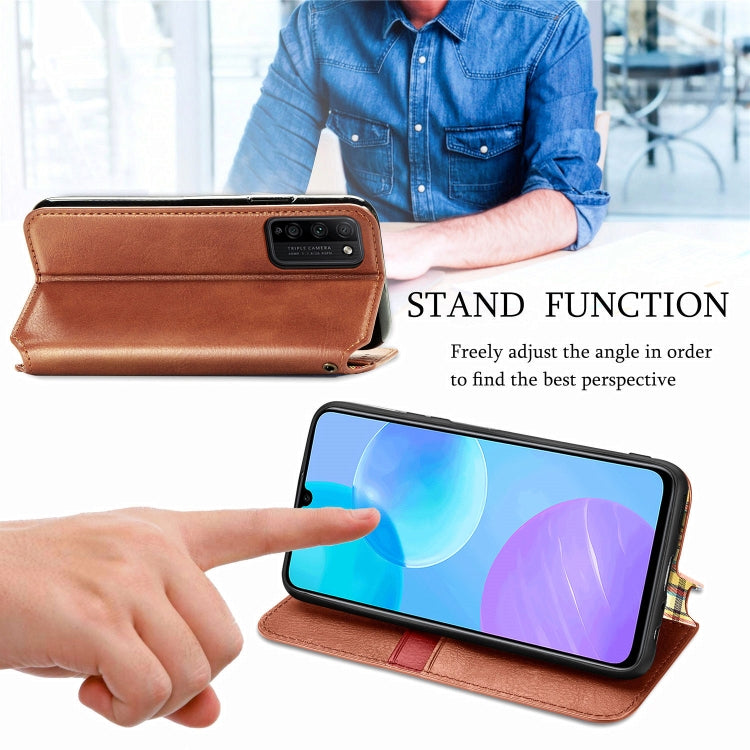 For Huawei Honor 30 Lite Cubic Grid Pressed Horizontal Flip Magnetic PU Leather Case with Holder & Card Slots & Wallet