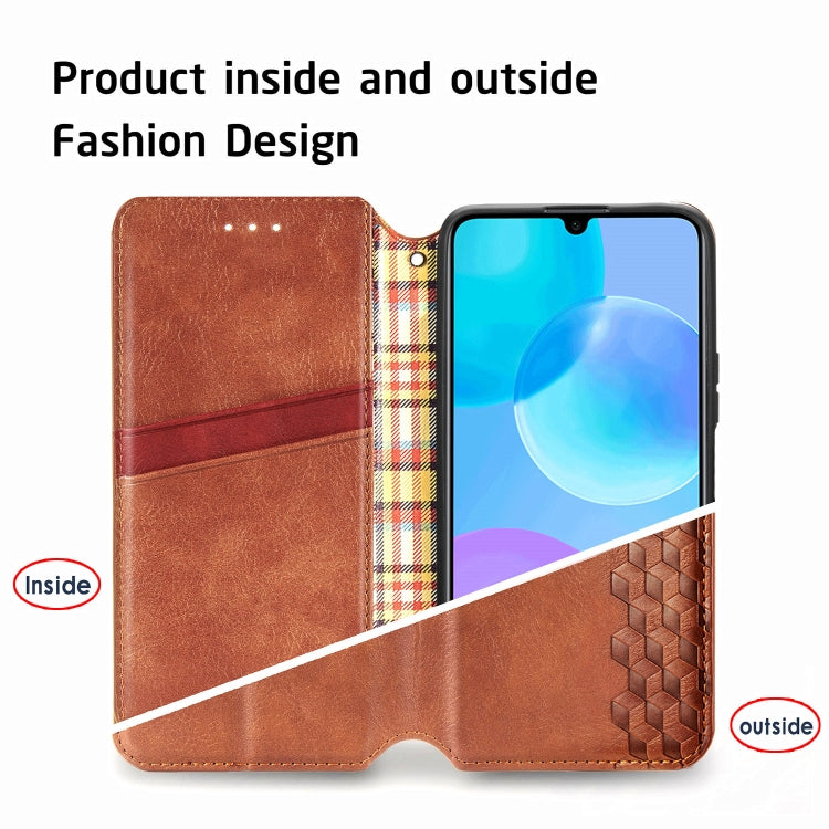 For Huawei Honor 30 Lite Cubic Grid Pressed Horizontal Flip Magnetic PU Leather Case with Holder & Card Slots & Wallet