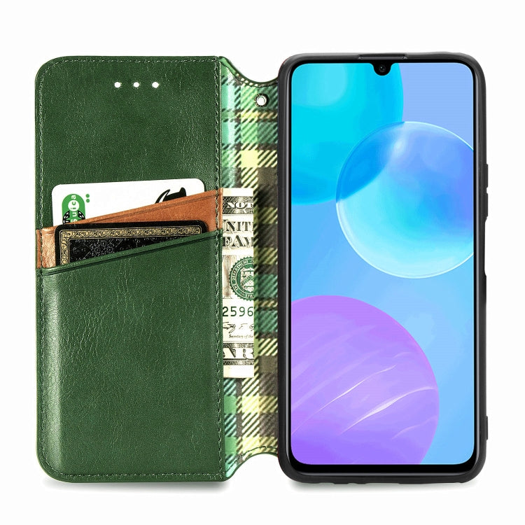 For Huawei Honor 30 Lite Cubic Grid Pressed Horizontal Flip Magnetic PU Leather Case with Holder & Card Slots & Wallet