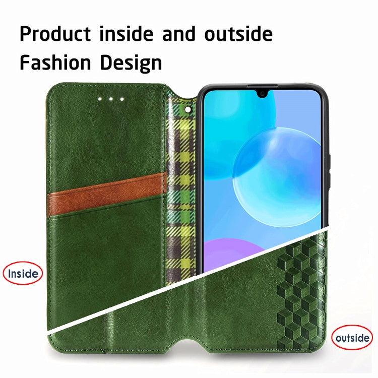For Huawei Honor 30 Lite Cubic Grid Pressed Horizontal Flip Magnetic PU Leather Case with Holder & Card Slots & Wallet