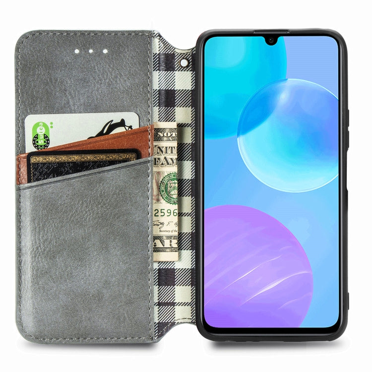 For Huawei Honor 30 Lite Cubic Grid Pressed Horizontal Flip Magnetic PU Leather Case with Holder & Card Slots & Wallet