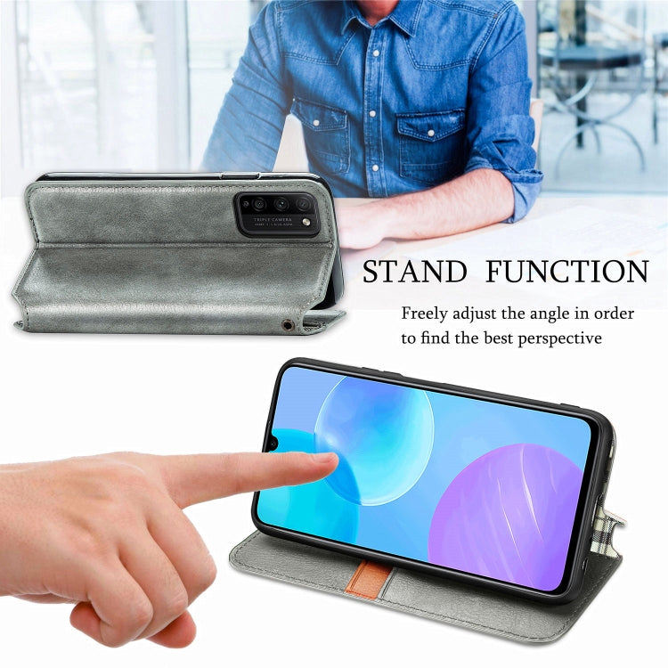 For Huawei Honor 30 Lite Cubic Grid Pressed Horizontal Flip Magnetic PU Leather Case with Holder & Card Slots & Wallet