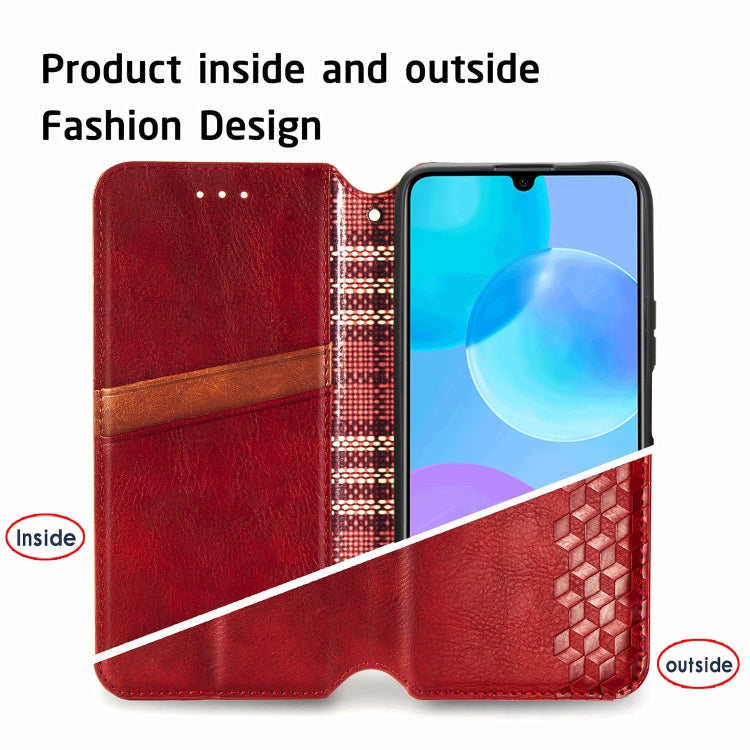 For Huawei Honor 30 Lite Cubic Grid Pressed Horizontal Flip Magnetic PU Leather Case with Holder & Card Slots & Wallet