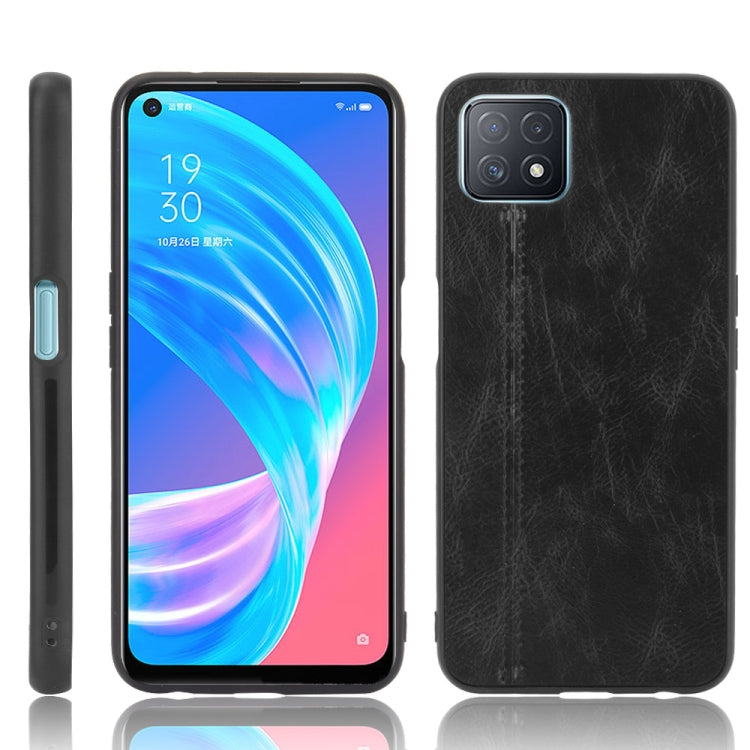 For OPPO A72 5G Shockproof Sewing Cow Pattern Skin PC + PU + TPU Case
