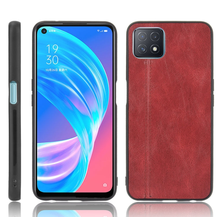 For OPPO A72 5G Shockproof Sewing Cow Pattern Skin PC + PU + TPU Case