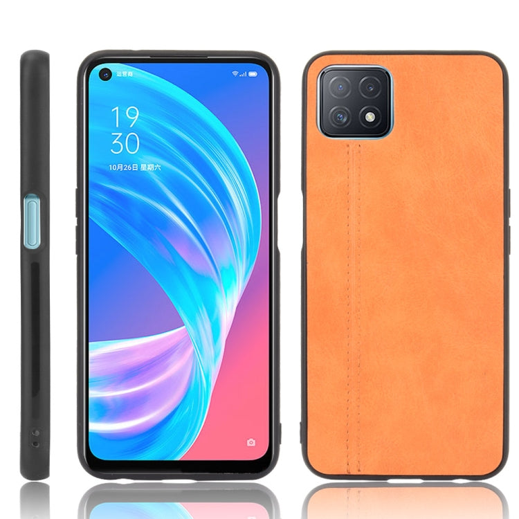 For OPPO A72 5G Shockproof Sewing Cow Pattern Skin PC + PU + TPU Case