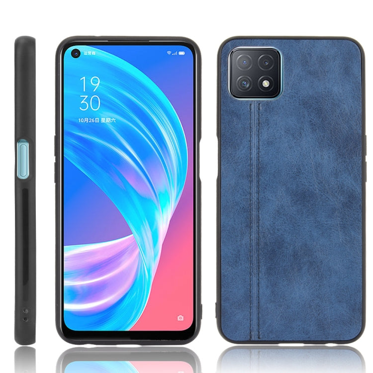 For OPPO A72 5G Shockproof Sewing Cow Pattern Skin PC + PU + TPU Case