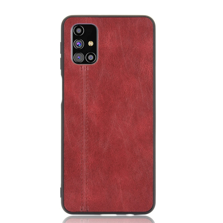 For Samsung Galaxy M31s Shockproof Sewing Cow Pattern Skin PC + PU + TPU Case