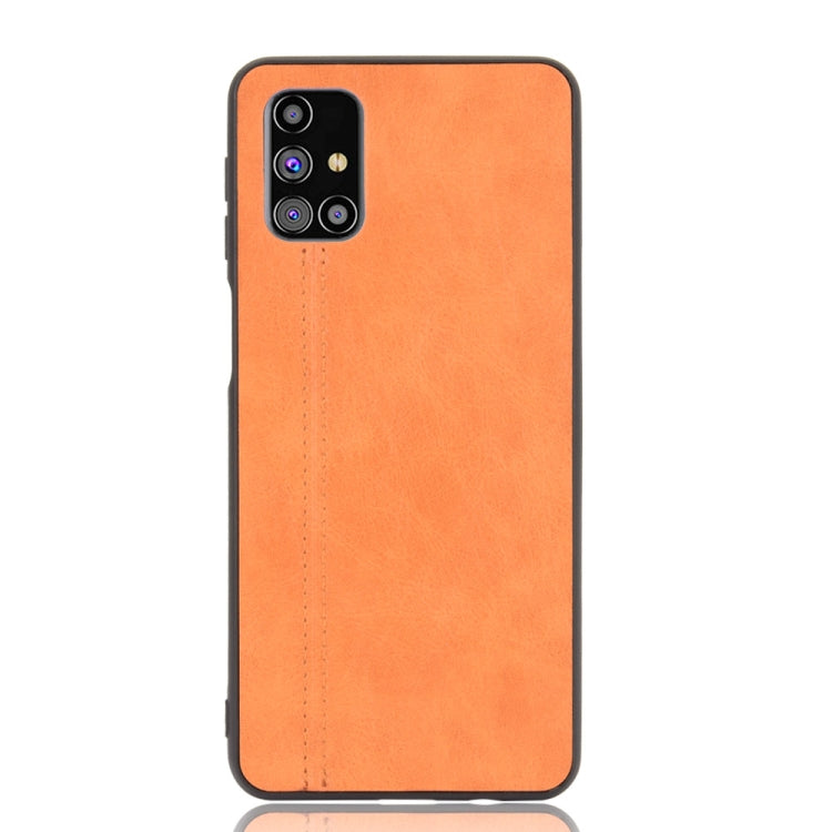 For Samsung Galaxy M31s Shockproof Sewing Cow Pattern Skin PC + PU + TPU Case