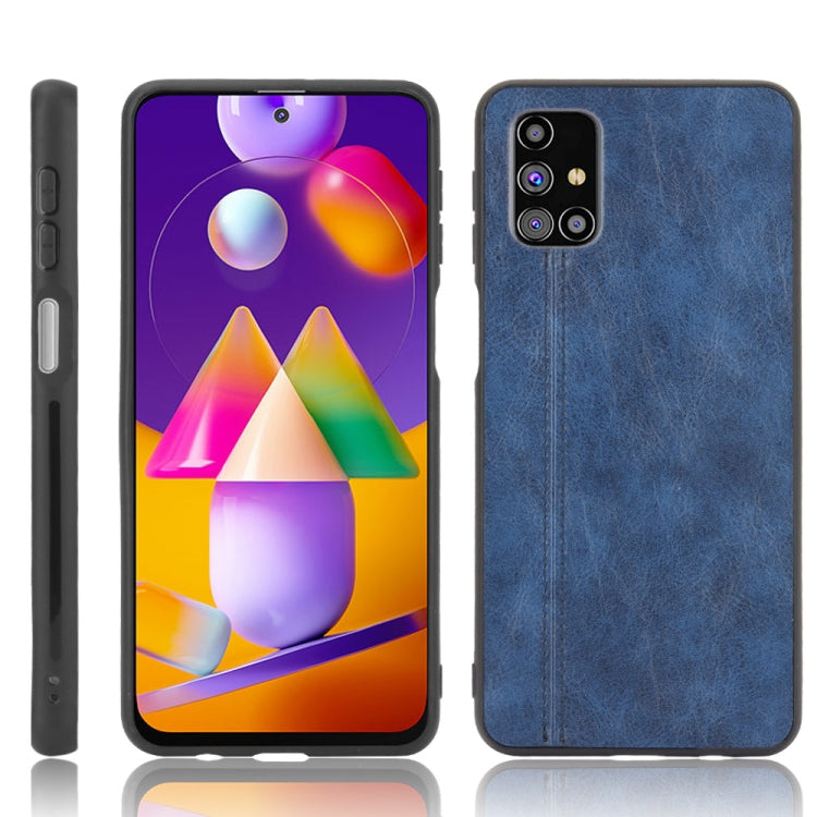 For Samsung Galaxy M31s Shockproof Sewing Cow Pattern Skin PC + PU + TPU Case