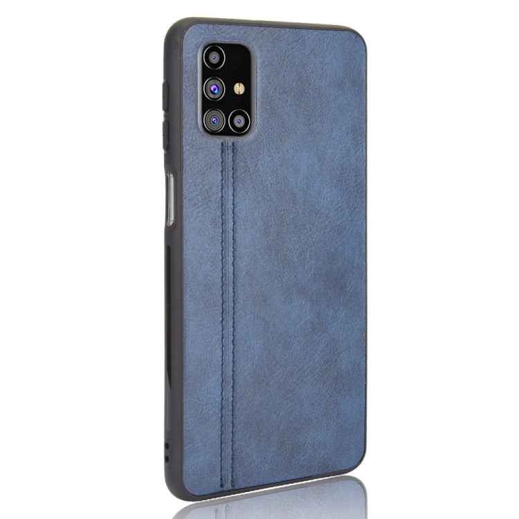 For Samsung Galaxy M31s Shockproof Sewing Cow Pattern Skin PC + PU + TPU Case