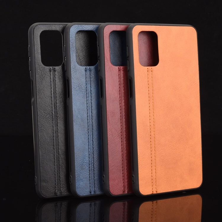 For Samsung Galaxy M31s Shockproof Sewing Cow Pattern Skin PC + PU + TPU Case