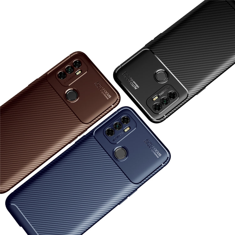 For OPPO A53 (2020) Carbon Fiber Texture Shockproof TPU Case(Brown)