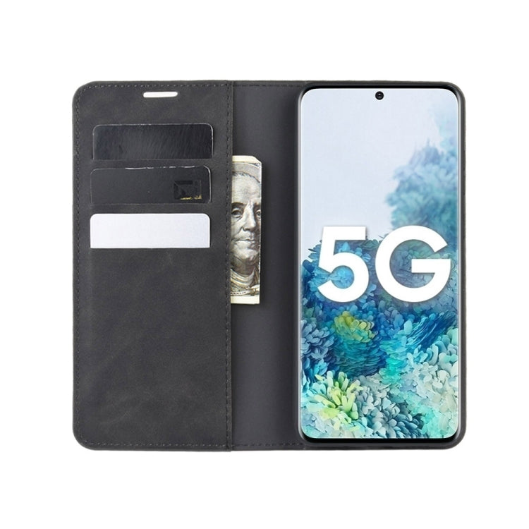 For Samsung Galaxy S20 FE 4G / 5G Retro-skin Business Magnetic Suction Leather Case with Holder & Card Slots & Wallet