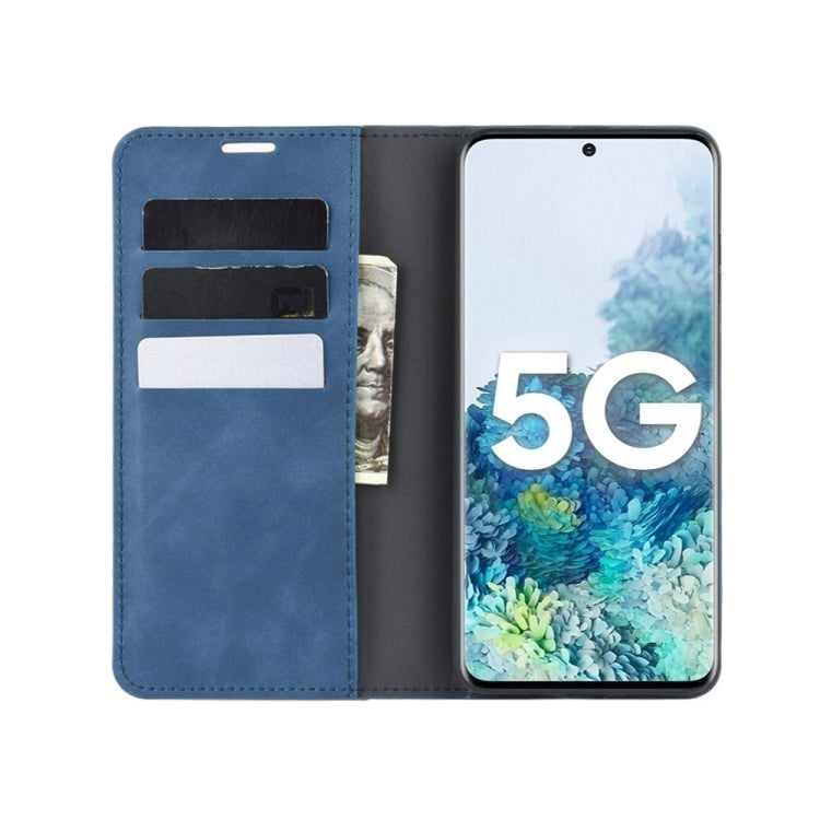 For Samsung Galaxy S20 FE 4G / 5G Retro-skin Business Magnetic Suction Leather Case with Holder & Card Slots & Wallet