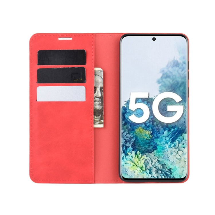 For Samsung Galaxy S20 FE 4G / 5G Retro-skin Business Magnetic Suction Leather Case with Holder & Card Slots & Wallet
