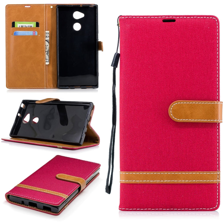 Color Matching Denim Texture Leather Case for    Sony Xa2 Ultra   , with Holder & Card Slots & Wallet & Lanyard