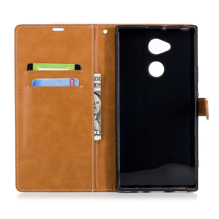 Color Matching Denim Texture Leather Case for    Sony Xa2 Ultra   , with Holder & Card Slots & Wallet & Lanyard