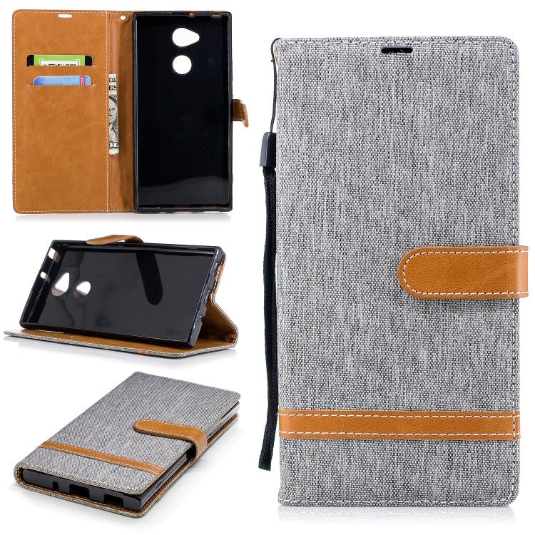 Color Matching Denim Texture Leather Case for    Sony Xa2 Ultra   , with Holder & Card Slots & Wallet & Lanyard