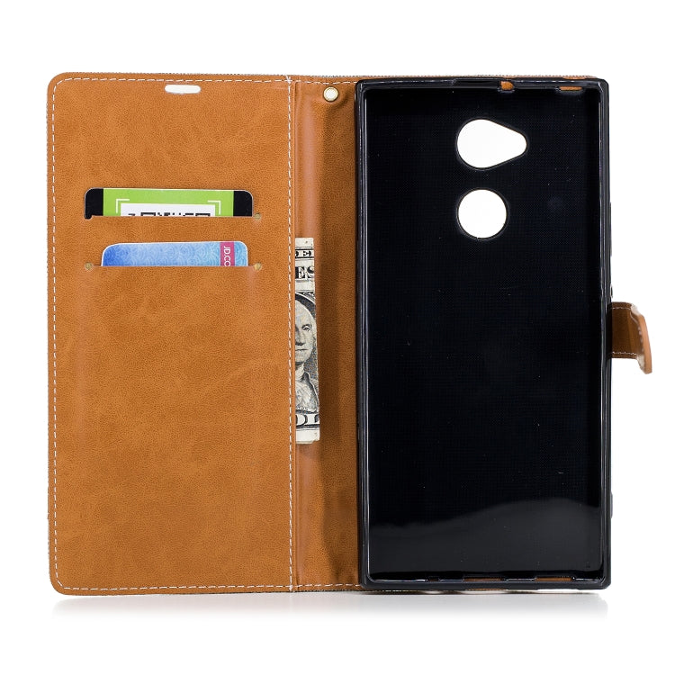 Color Matching Denim Texture Leather Case for    Sony Xa2 Ultra   , with Holder & Card Slots & Wallet & Lanyard