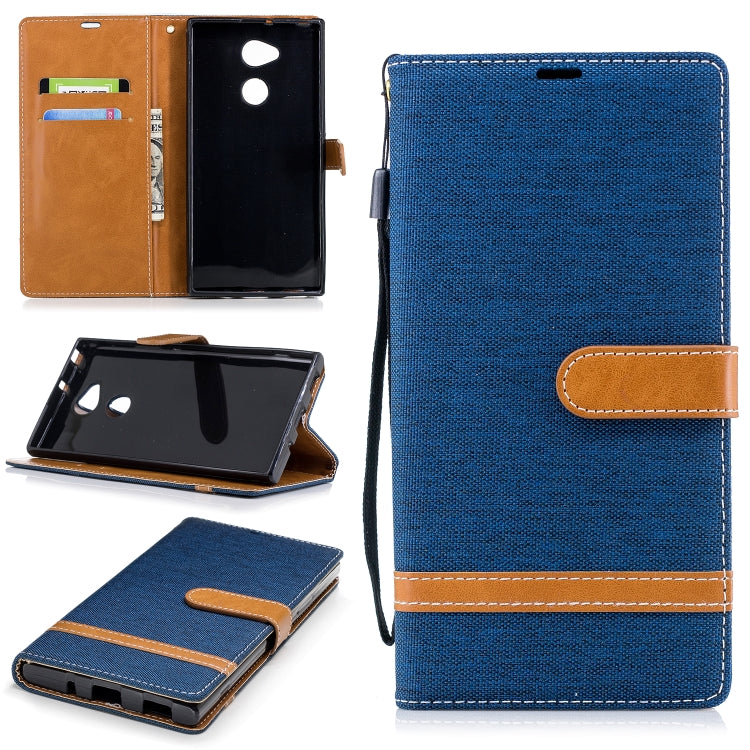 Color Matching Denim Texture Leather Case for    Sony Xa2 Ultra   , with Holder & Card Slots & Wallet & Lanyard