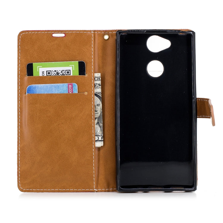 Color Matching Denim Texture Leather Case for Sony Xperia XA2, with Holder & Card Slots & Wallet & Lanyard