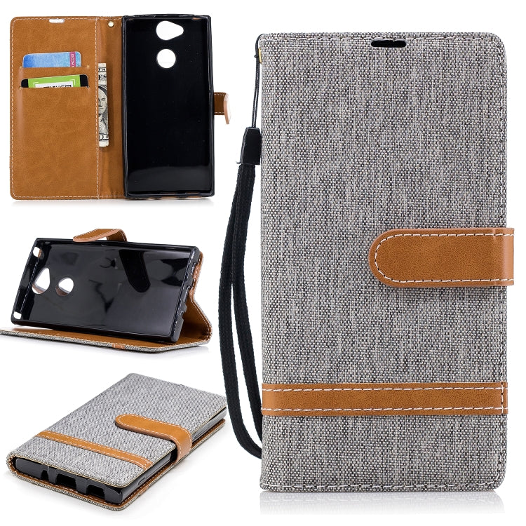 Color Matching Denim Texture Leather Case for Sony Xperia XA2, with Holder & Card Slots & Wallet & Lanyard