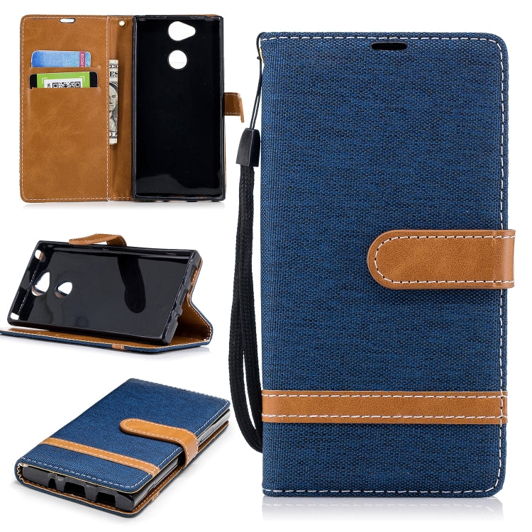 Color Matching Denim Texture Leather Case for Sony Xperia XA2, with Holder & Card Slots & Wallet & Lanyard