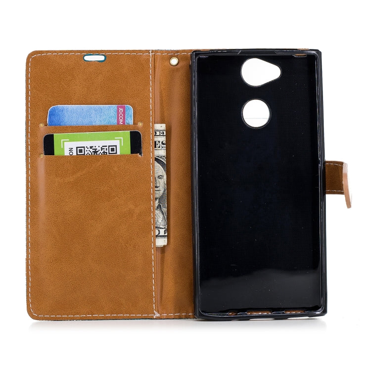 Color Matching Denim Texture Leather Case for Sony Xperia XA2, with Holder & Card Slots & Wallet & Lanyard