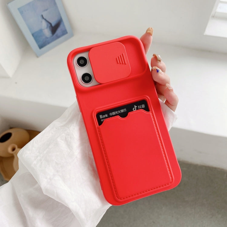 For iPhone 11 Pro Sliding Camera Cover Design TPU Protective Case With Card Slot & Neck Lanyard