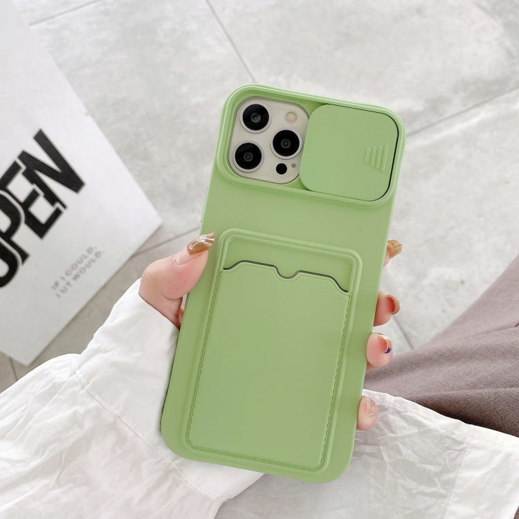 For iPhone 12 mini Sliding Camera Cover Design TPU Protective Case With Card Slot & Neck Lanyard