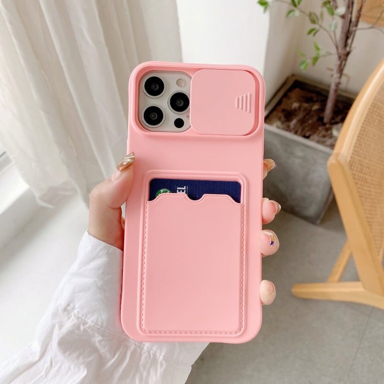 For iPhone 12 Pro Max Sliding Camera Cover Design TPU Protective Case With Card Slot & Neck Lanyard