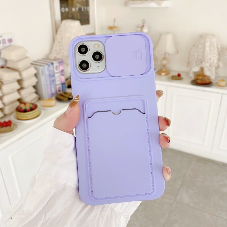 For iPhone 12 Pro Max Sliding Camera Cover Design TPU Protective Case With Card Slot & Neck Lanyard