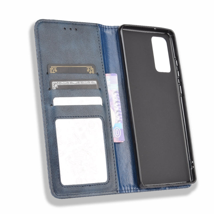 For Samsung Galaxy S20 FE 4G / 5G Magnetic Buckle Retro Crazy Horse Texture Horizontal Flip Leather Case with Holder & Card Slots & Photo Frame