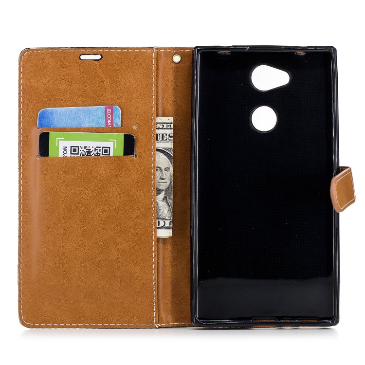 Color Matching Denim Texture Leather Case for Sony Xperia L2, with Holder & Card Slots & Wallet & Lanyard