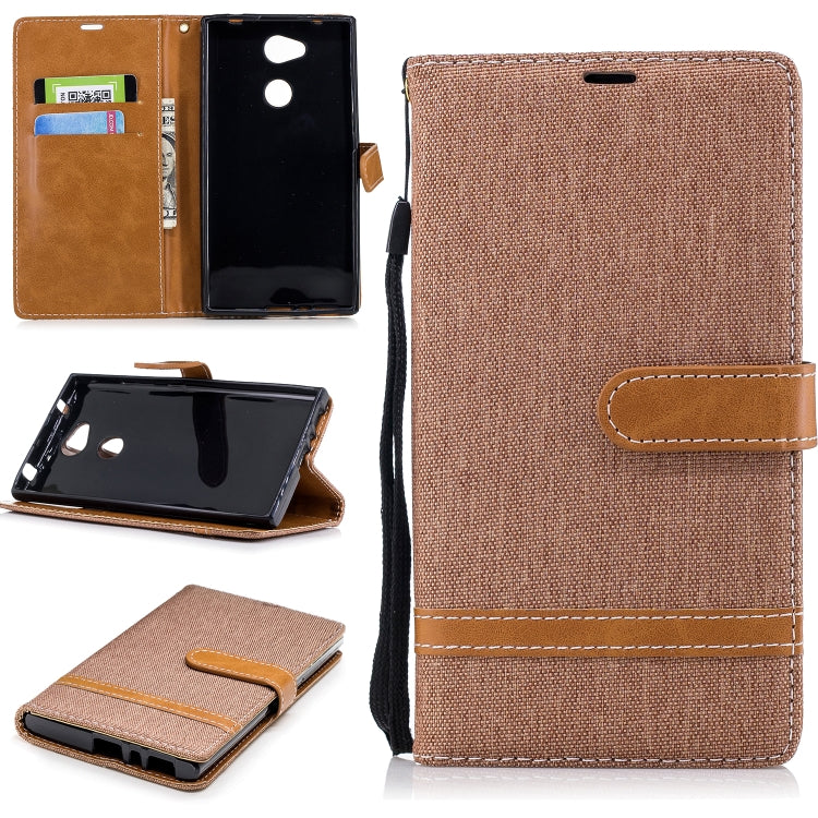 Color Matching Denim Texture Leather Case for Sony Xperia L2, with Holder & Card Slots & Wallet & Lanyard